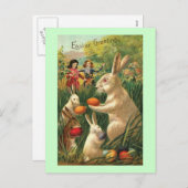 Cartes Pour Fêtes Annuelles Chasse aux oeufs de Pâques (Devant / Derrière)