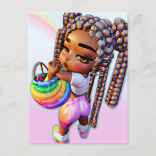 Cartes Pour Fêtes Annuelles Chasse aux oeufs de Pâques Fille noire Magie Melan