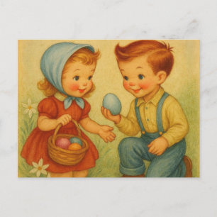Cartes Pour Fêtes Annuelles Chasse aux œufs de Pâques vintage/retro des années