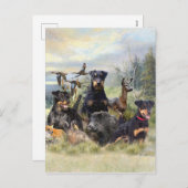 Cartes Pour Fêtes Annuelles Chasse avec Jagdterriers, Art (Devant / Derrière)