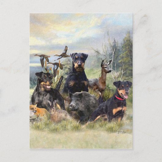 Cartes Pour Fêtes Annuelles Chasse avec Jagdterriers, Art (Devant)