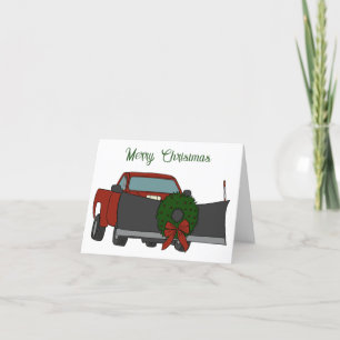 Cartes Pour Fêtes Annuelles Chasse-neige avec couronne de Noël déneigement per