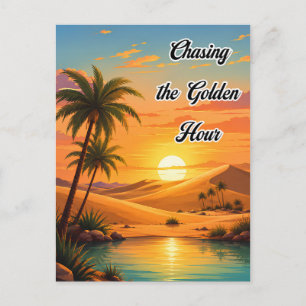 Cartes Pour Fêtes Annuelles Chasser l'heure dorée Désert Coucher de soleil Est