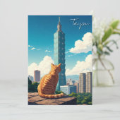 Cartes Pour Fêtes Annuelles Chat à Taipei 101 Taïwan (Debout devant)