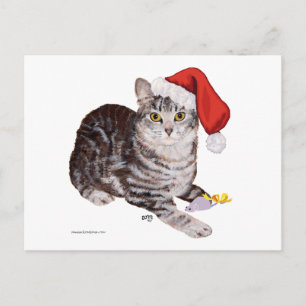 Cartes Pour Fêtes Annuelles Chat américain à poil court tabby - Noël