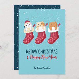Cartes Pour Fêtes Annuelles Chat amusant Vacances hivernales Meowny Noël