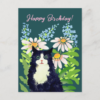 Cartes Pour Fêtes Annuelles Chat aquarelle Joyeux anniversaire