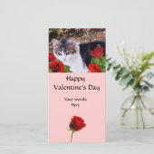 CARTES POUR FÊTES ANNUELLES CHAT AVEC ROSES ROUGES (Debout devant)