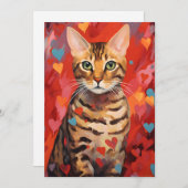Cartes Pour Fêtes Annuelles Chat Bengal à la Saint-Valentin (Devant / Derrière)