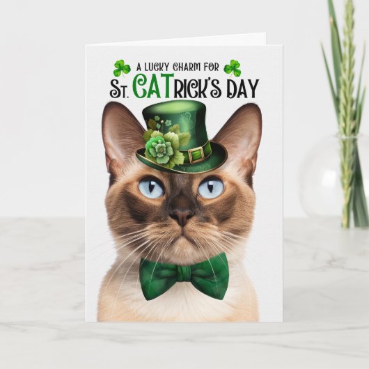 Cartes Pour Fêtes Annuelles Chat birman Funny St CATrick's Day Lucky Charm (Devant)