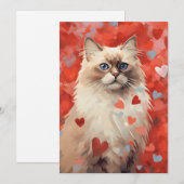 Cartes Pour Fêtes Annuelles Chat birman  la Saint-Valentin (Devant / Derrière)