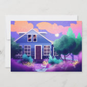 Cartes Pour Fêtes Annuelles Chat blanc dans le jardin de nuit (Devant)