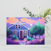 Cartes Pour Fêtes Annuelles Chat blanc dans le jardin de nuit (Debout devant)