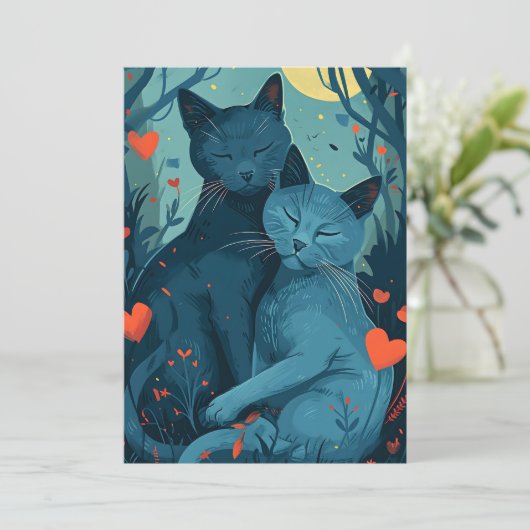 Cartes Pour Fêtes Annuelles chat bleu russe Saint-Valentin  (Debout devant)