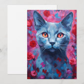 Cartes Pour Fêtes Annuelles Chat Bleu Russe Saint-Valentin (Devant / Derrière)
