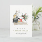Cartes Pour Fêtes Annuelles Chat cadeau de Noël Cute Meowy Logo d'entreprise (Debout devant)