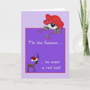 Cartes Pour Fêtes Annuelles Chat Casquette rouge, Reindeer, Salutation de Noël