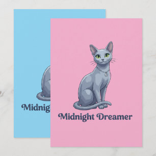 Cartes Pour Fêtes Annuelles Chat céleste rêveur de minuit