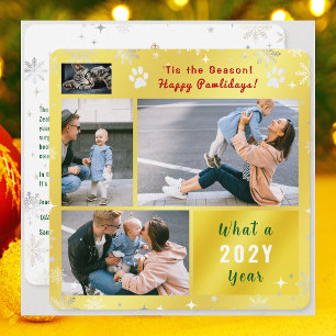 Cartes Pour Fêtes Annuelles Chat Chien Drôle 4 Photos Collage Mignon Élégant D
