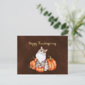 Cartes Pour Fêtes Annuelles Chat Citrouille orange Thanksgiving (Debout devant)