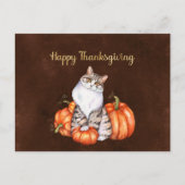 Cartes Pour Fêtes Annuelles Chat Citrouille orange Thanksgiving (Devant)