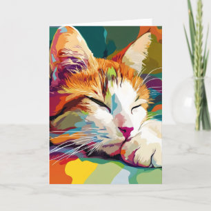 Cartes Pour Fêtes Annuelles Chat coloré Animal Abstrait