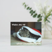 Cartes Pour Fêtes Annuelles Chat couché à Santa Hat (Debout devant)