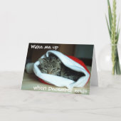 Cartes Pour Fêtes Annuelles Chat couché à Santa Hat (Devant)