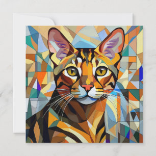 Cartes Pour Fêtes Annuelles Chat Cubisme IA