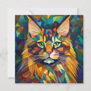 Cartes Pour Fêtes Annuelles Chat Cubisme IA