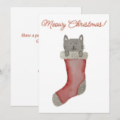 Cartes Pour Fêtes Annuelles Chat dans Chaussette (Devant / Derrière)