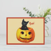 Cartes Pour Fêtes Annuelles Chat dans citrouille (Debout devant)