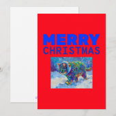 Cartes Pour Fêtes Annuelles Chat dans la neige portant des cache-oreilles  (Devant / Derrière)