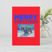 Cartes Pour Fêtes Annuelles Chat dans la neige portant des cache-oreilles  (Debout devant)