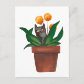 Cartes Pour Fêtes Annuelles Chat dans le pot de fleurs (Devant)