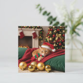 Cartes Pour Fêtes Annuelles Chat dans le thème de Noël de canapé (Debout devant)