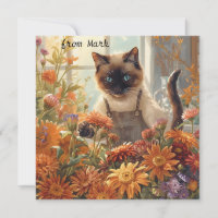 Chat d'automne aux fleurs - Saison d'automne