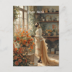 Cartes Pour Fêtes Annuelles Chat d'automne aux fleurs - Thanksgiving d'automne