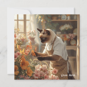Cartes Pour Fêtes Annuelles Chat d'automne aux fleurs - Thanksgiving d'automne