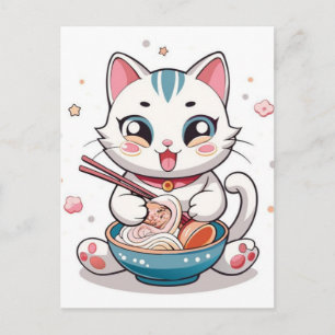 Cartes Pour Fêtes Annuelles Chat de dessin animé adorable assis dans un bol de