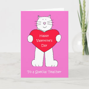 Cartes Pour Fêtes Annuelles Chat de dessin Heureuse Sainte-Valentin enseignant