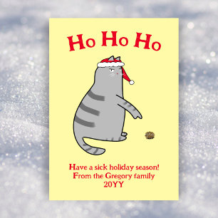 Cartes Pour Fêtes Annuelles Chat de dessin sarcastique Maladie Noël Non photo