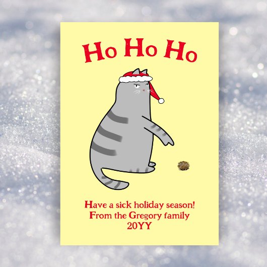 Cartes Pour Fêtes Annuelles Chat de dessin sarcastique Maladie Noël Non photo
