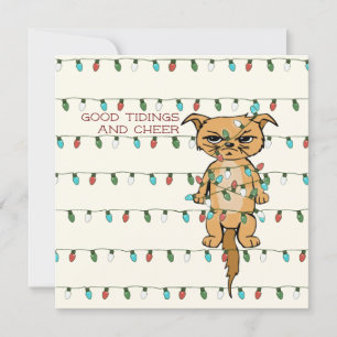 Cartes Pour Fêtes Annuelles Chat de joie Drôle Chaton Tangled Kitty dans les l