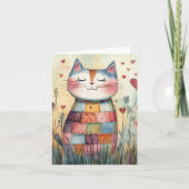 Cartes Pour Fêtes Annuelles Chat de la Saint-Valentin en patchwork (Devant)