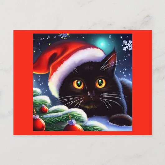 Cartes Pour Fêtes Annuelles Chat de Noël 1 (Devant)