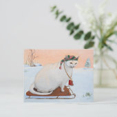 Cartes Pour Fêtes Annuelles Chat de Noël blanc en neige (Debout devant)