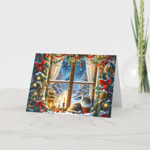 Cartes Pour Fêtes Annuelles Chat de Noël cosy 