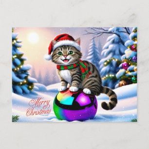 Cartes Pour Fêtes Annuelles Chat de Noël en plein air