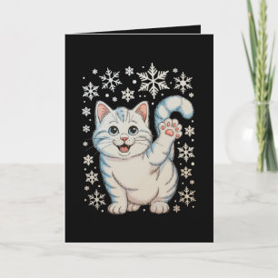 Cartes Pour Fêtes Annuelles Chat de Noël Flocons Chaton Neige Vacances